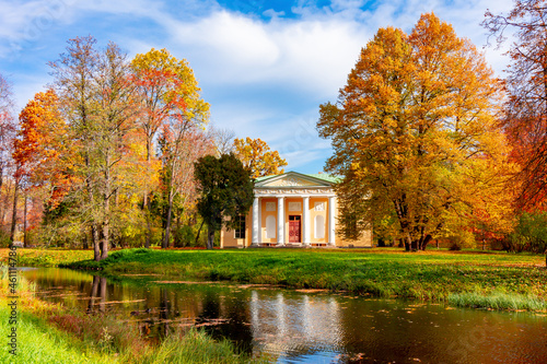 Concert Hall pavilion in autumn in Catherine park, Pushkin (Tsarskoe Selo), Saint Petersburg, Russia