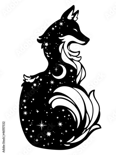 black animal silhouette with space pattern