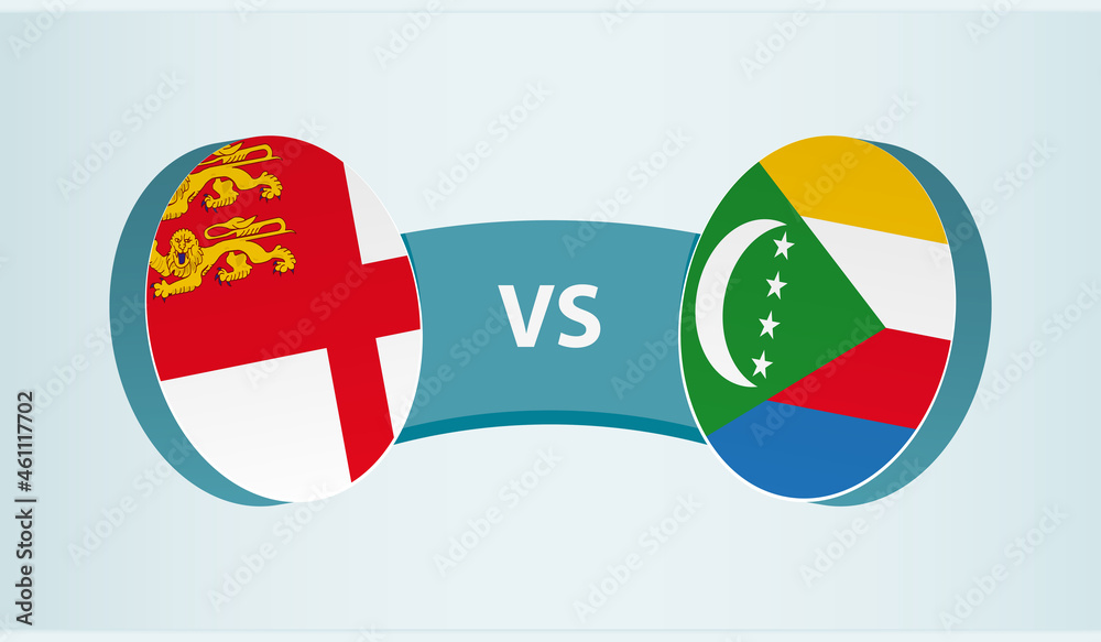 Sark versus Comoros, team sports competition concept. Sark versus Comoros, team sports competition concept.
