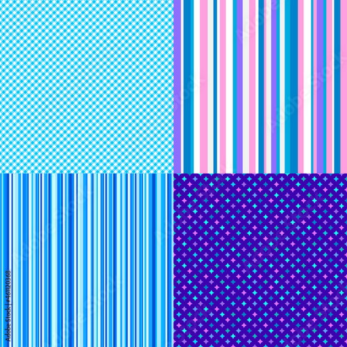 Set of colored seamless patterns. Striped multicolored background. Abstract starry texture. Geometric wallpaper of the surface. Print for polygraphy, t-shirts and textiles