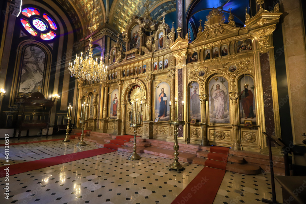 Fototapeta premium Fatih -Istanbul - Turkey 04.October .2021 Sveti Stefan Bulgarian Church located in Balat district. The known name in Turkey is the iron church.