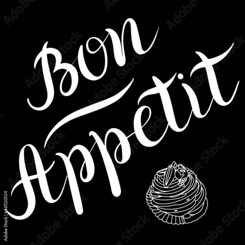 Vector poster in doodle style with lettering for Bon Appetit