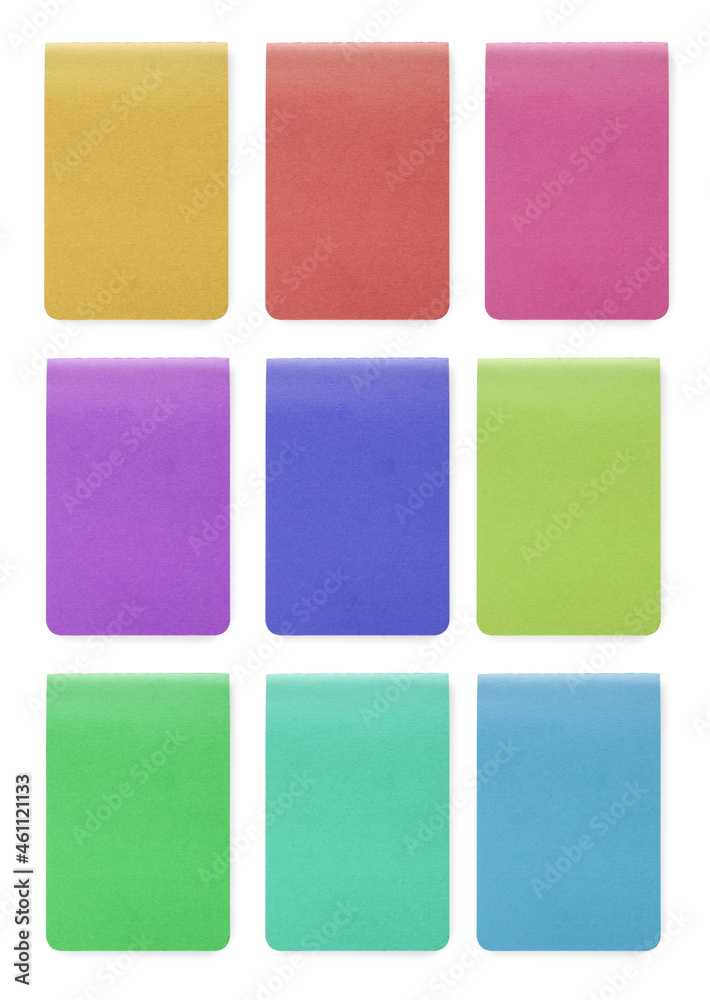 Fototapeta premium Set with different multicolored planners on white background, top view
