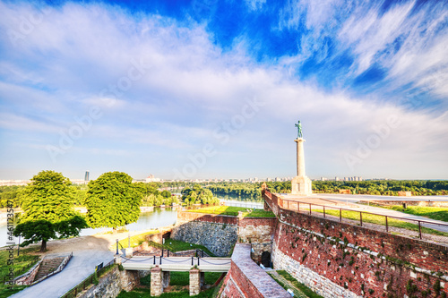 Kalemegdan Fortress and Victor Monument during a Sunny Day, Belgrade photo