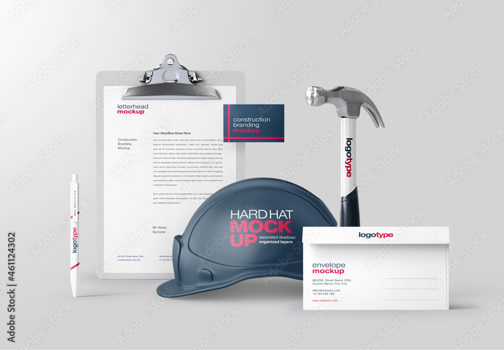 Construction and Architecture Branding Stationery Mockup Stock Template ...