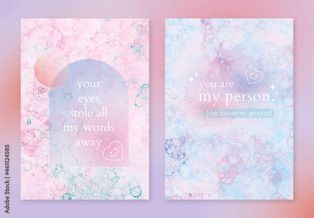 Love Quote Poster Layout with Aesthetic Bubble Art Stock Template ...