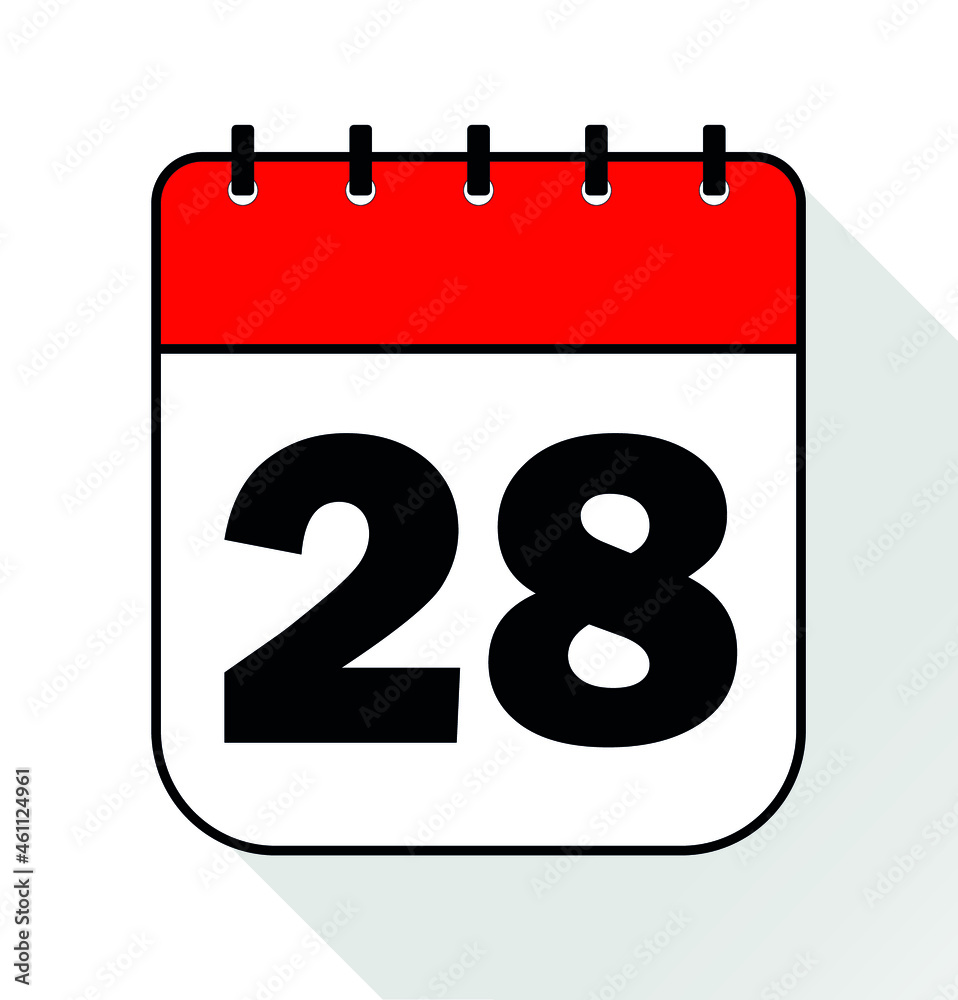 Day 28 red - Calendar Icon - Vector Illustration Day 28 red - Calendar Icon - Vector Illustration