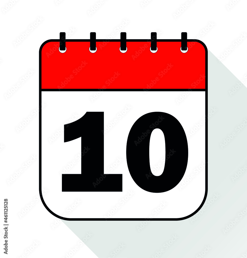 Day 10 red - Calendar Icon - Vector Illustration Day 10 red - Calendar Icon - Vector Illustration