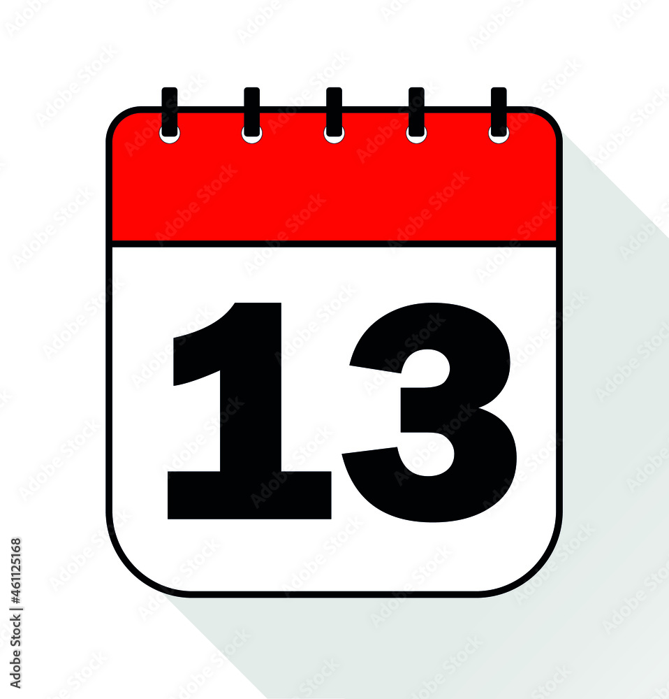 Day 13 red - Calendar Icon - Vector Illustration