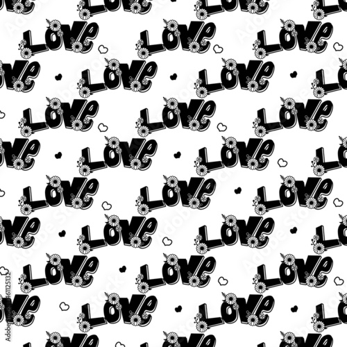 Black love flower pattern design vector