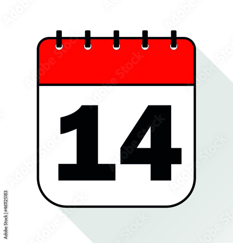 Day 14 red - Calendar Icon - Vector Illustration