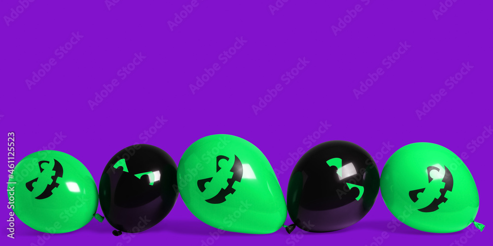 Fototapeta premium Row of halloween balloons on purple background
