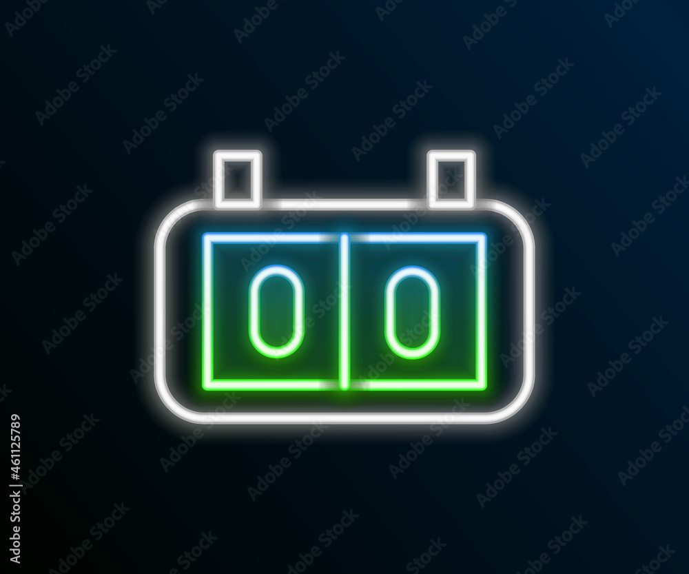 Glowing neon line Sport mechanical scoreboard and result display icon isolated on black background. Colorful outline concept. Vector Glowing neon line Sport mechanical scoreboard and result display icon isolated on black background. Colorful outline concept. Vector