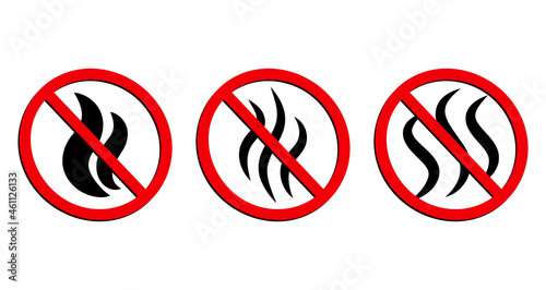 Stop bad smell sign. Smoke forbidden. Prohibition symbol. Vector illustration set isolated on white.