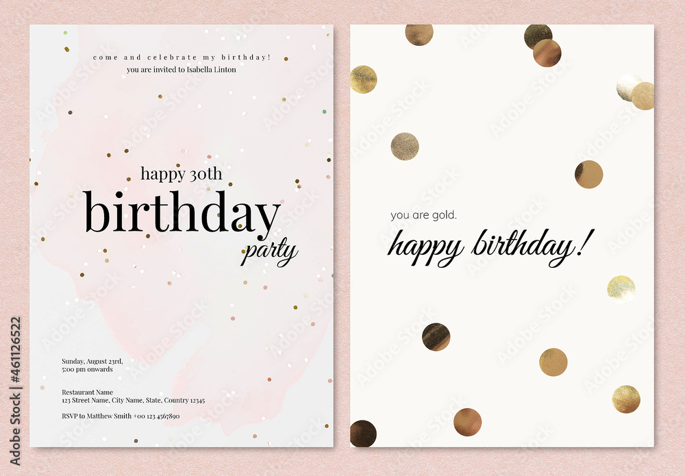 Birthday Invitation Card Layout Stock Template | Adobe Stock