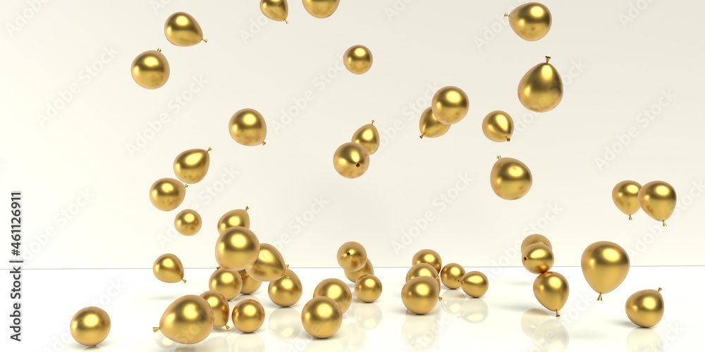 Scattered balloons on a colored background - 3D render Scattered balloons on a colored background - 3D render