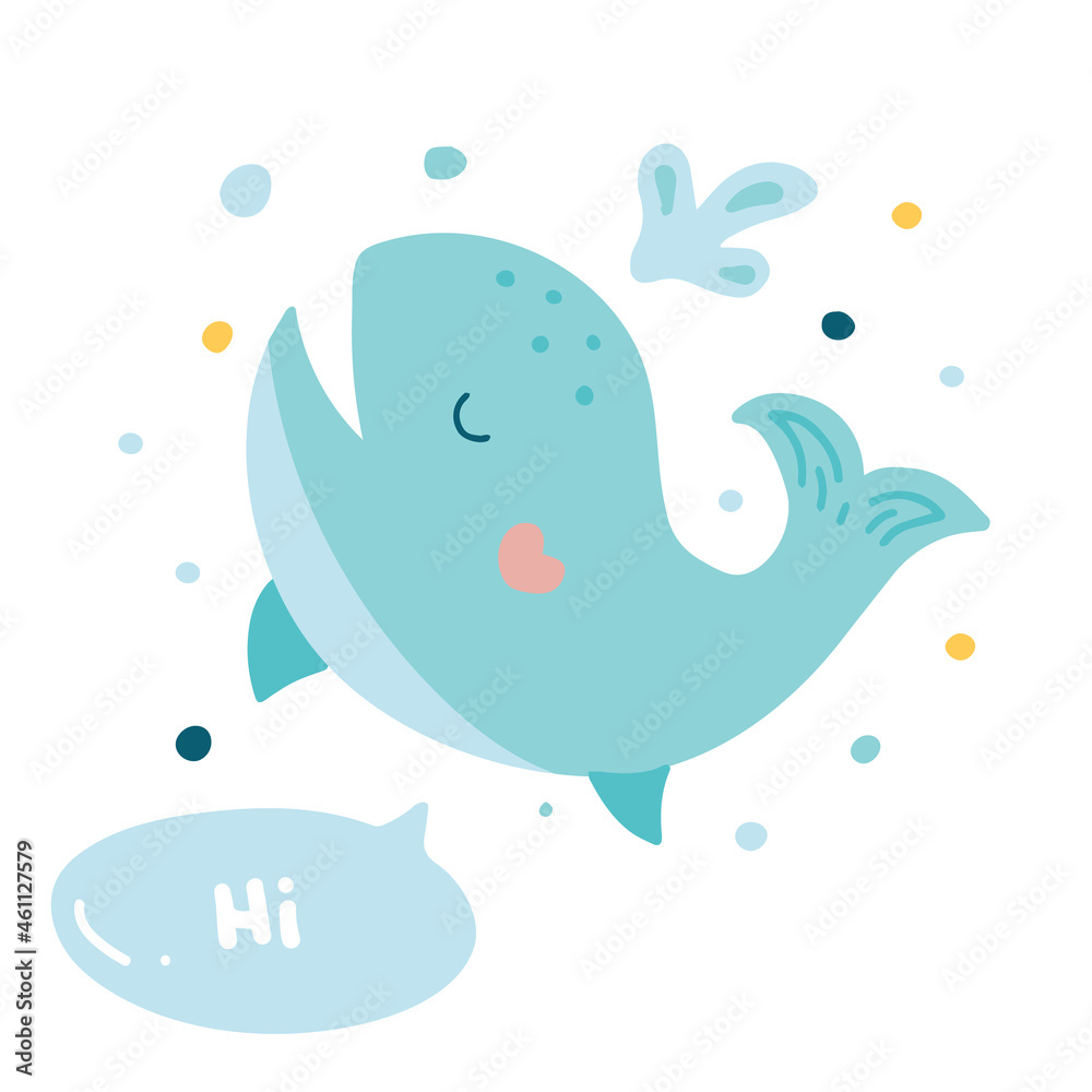 Card with cute whale. Kid graphic. Funny vector illustration Card with cute whale. Kid graphic. Funny vector illustration