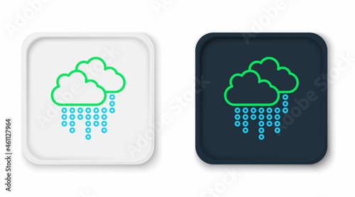 Line Cloud with rain icon isolated on white background. Rain cloud precipitation with rain drops. Colorful outline concept. Vector