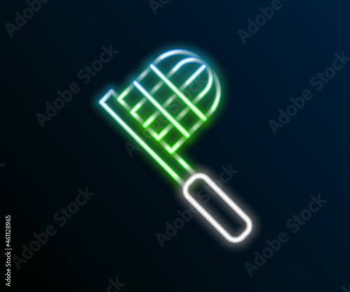 Glowing neon line Butterfly net icon isolated on black background. Colorful outline concept. Vector