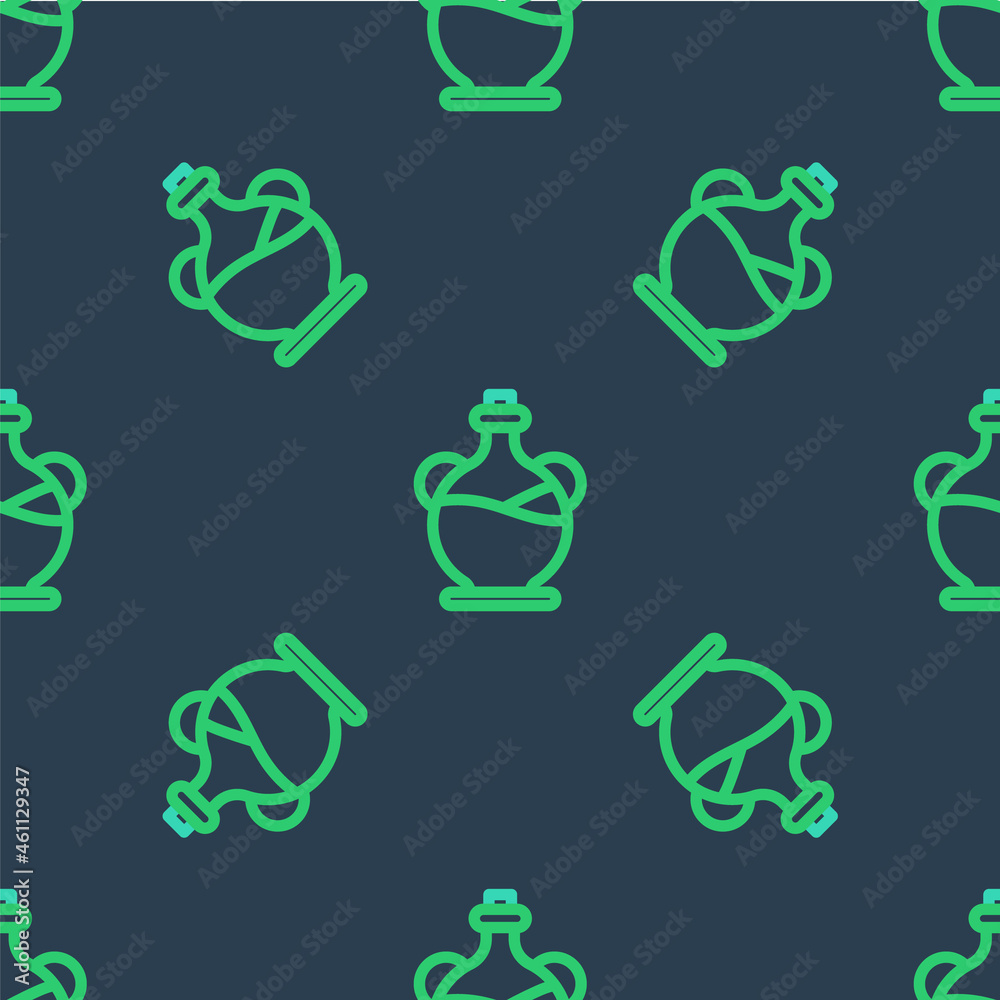Line Bottle of olive oil icon isolated seamless pattern on blue background. Jug with olive oil icon. Vector Line Bottle of olive oil icon isolated seamless pattern on blue background. Jug with olive oil icon. Vector