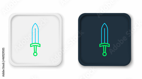 Line Medieval sword icon isolated on white background. Medieval weapon. Colorful outline concept. Vector