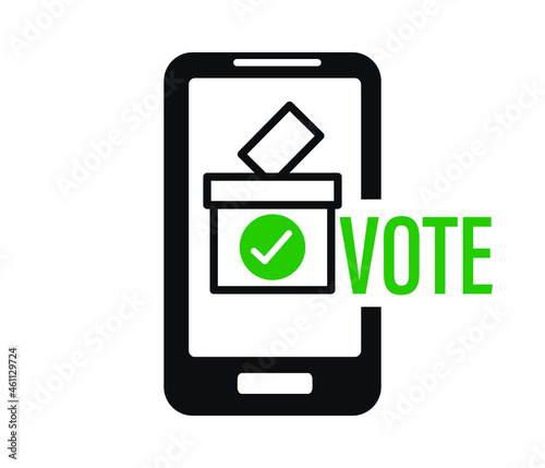 Online vote concept. Electronic referendum and election. Voting Online, e-voting, election internet system. Flat design. Vector illustration
