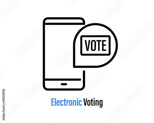 Online vote concept. Electronic referendum and election. Voting Online, e-voting, election internet system. Flat design. Vector illustration

