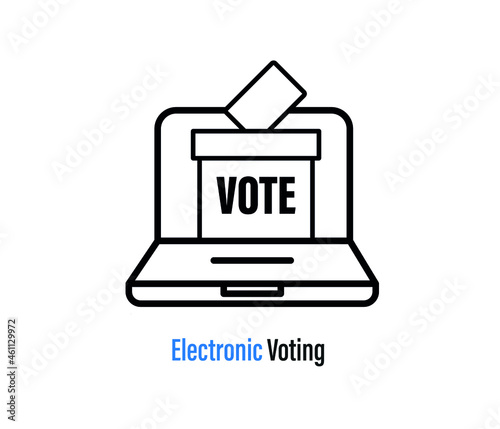 Online vote concept. Electronic referendum and election. Voting Online, e-voting, election internet system. Flat design. Vector illustration
