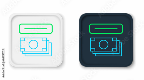 Line ATM - Automated teller machine and money icon isolated on white background. Colorful outline concept. Vector