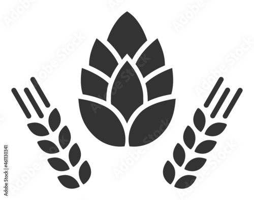 Barley and hop icon with flat style. Isolated vector barley and hop icon illustrations, simple style.
