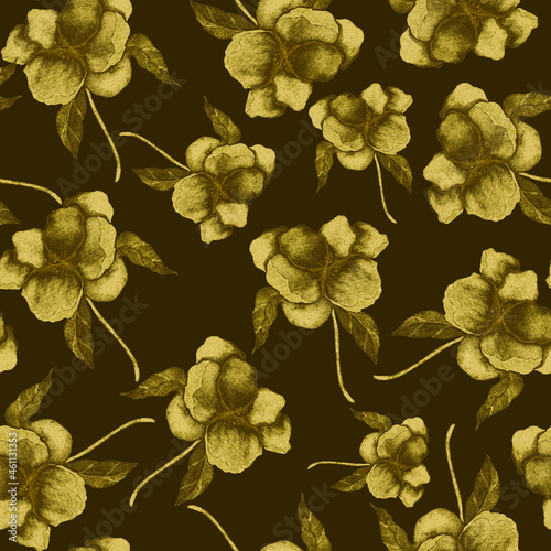 Watercolor seamless pattern with flowers. Vintage floral pattern. Flower seam...