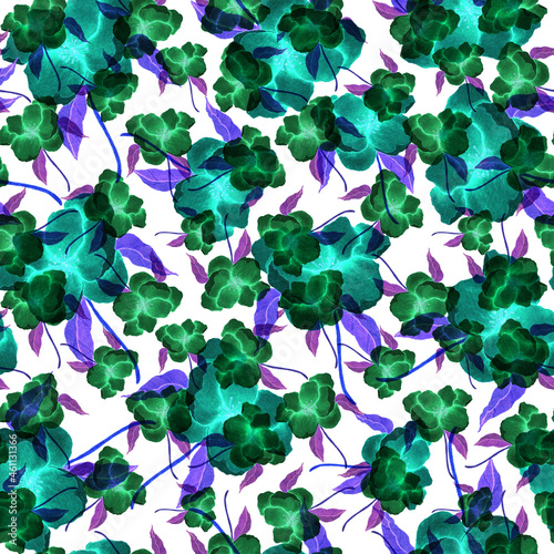 Watercolor seamless pattern with flowers. Vintage floral pattern. Flower seam...
