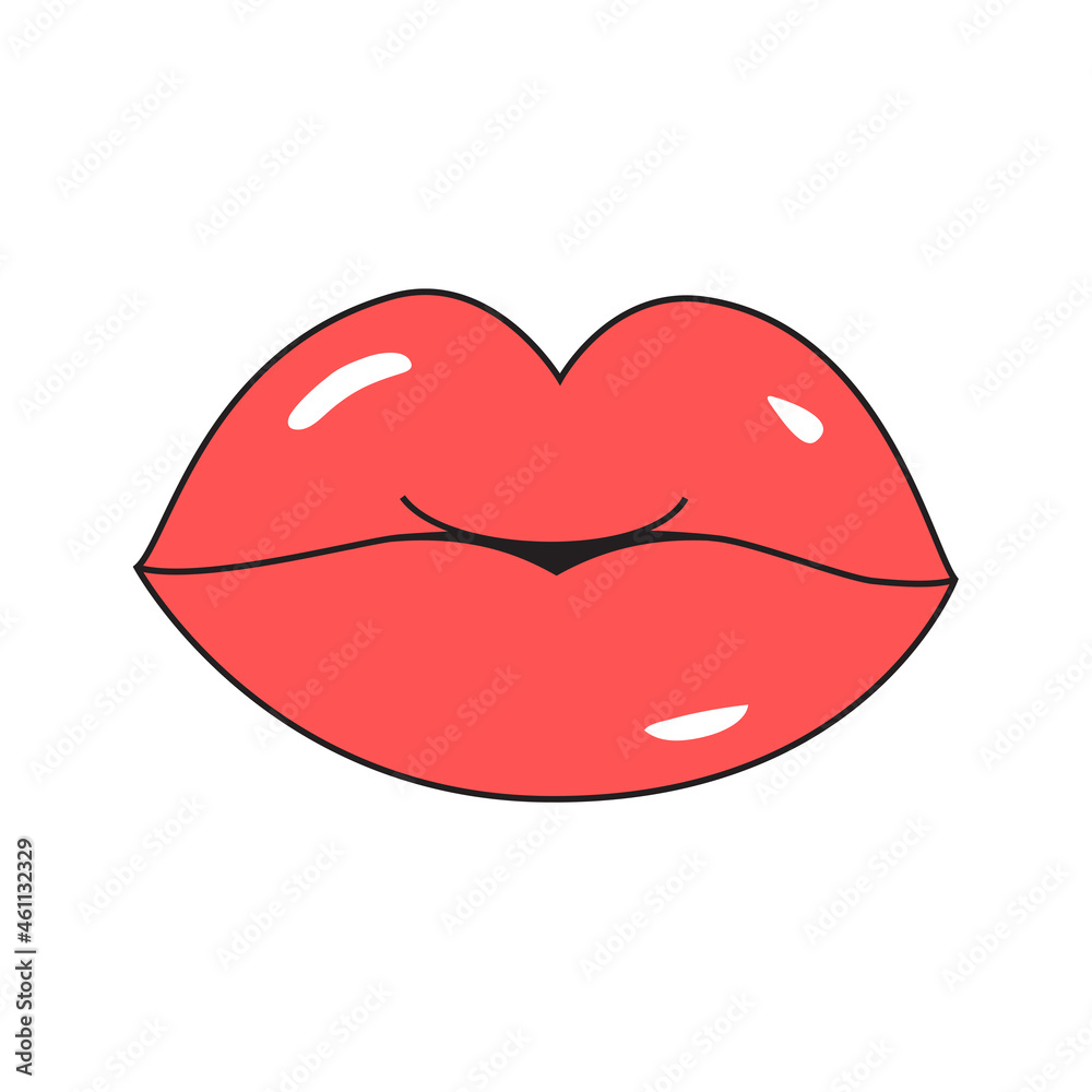 Lipstick kiss isolated on white background. Lipstick kiss for t shirt, label, poster and placard. Creative art concept, vector illustration