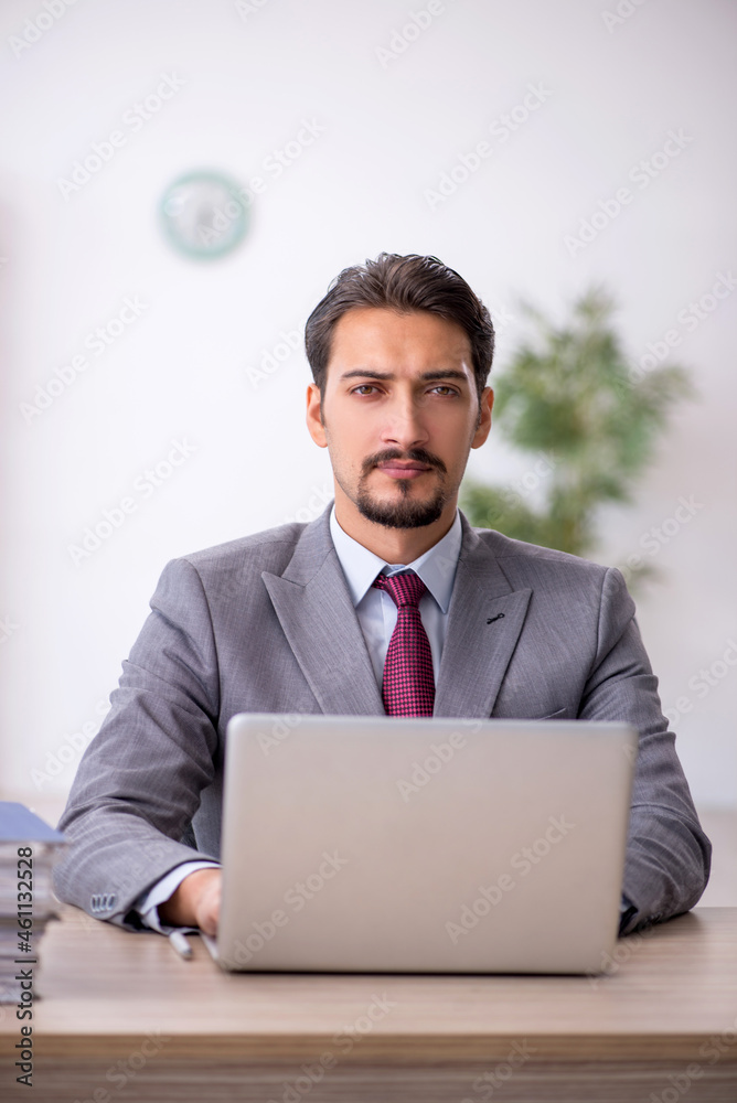 Young male employee working in the office Young male employee working in the office