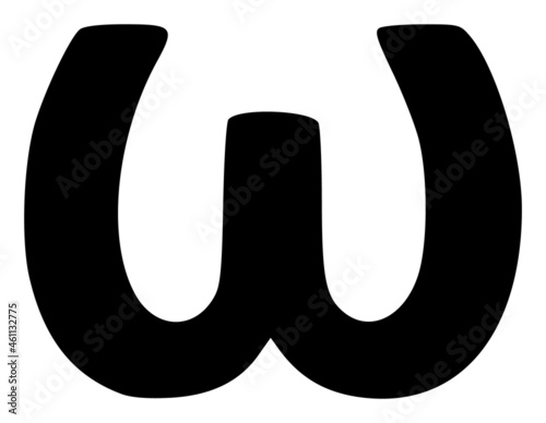 Omega Greek lowercase symbol icon with flat style. Isolated vector Omega Greek lowercase symbol icon illustrations, simple style.