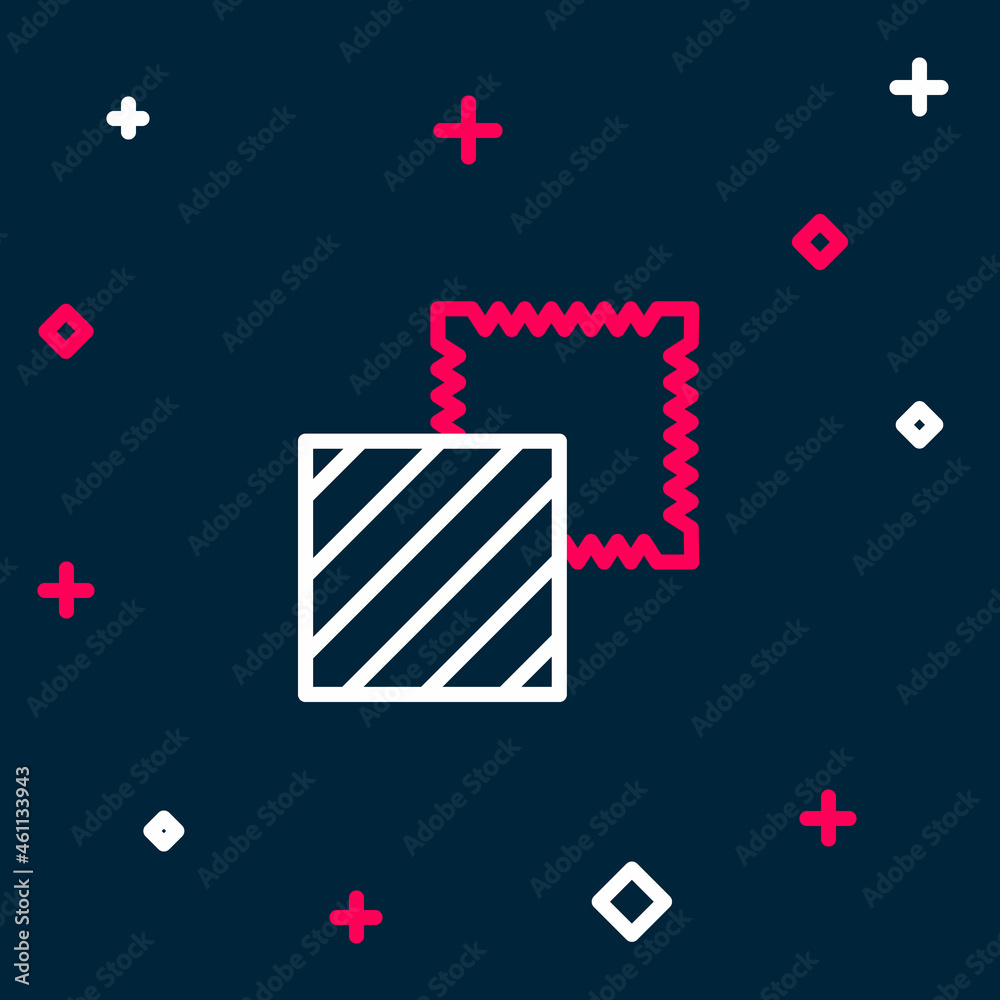 Line Textile fabric roll icon isolated on blue background. Roll, mat, rug, cloth, carpet or paper roll icon. Colorful outline concept. Vector Line Textile fabric roll icon isolated on blue background. Roll, mat, rug, cloth, carpet or paper roll icon. Colorful outline concept. Vector