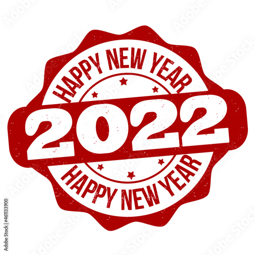 Happy new year 2022 grunge rubber stamp on white background, vector illustration