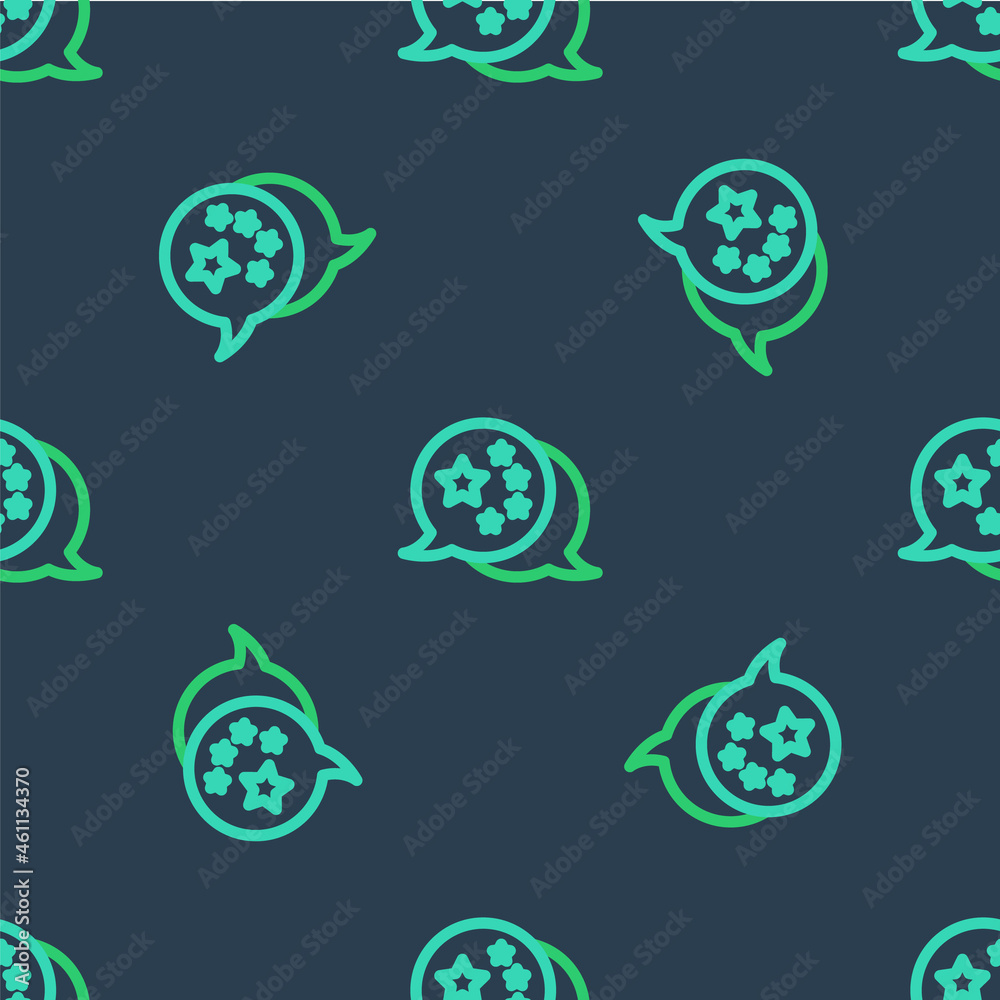 Line China flag icon isolated seamless pattern on blue background. Vector