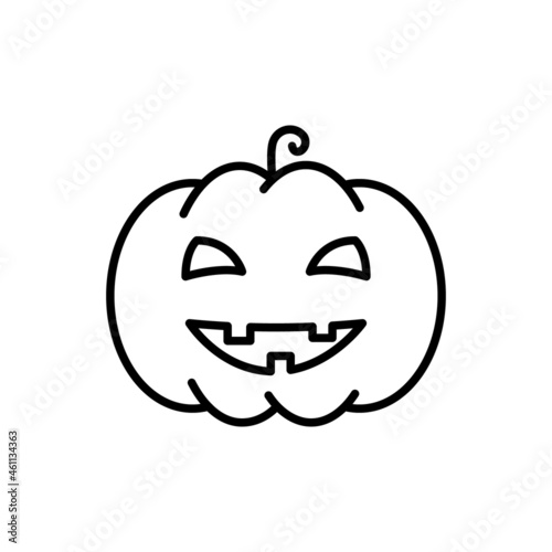 Halloween Pumpkin Line Icon. Scary Jack Lantern for Celebration of 31 October Linear Pictogram. Funny Pumpkin Face for Halloween Decoration Outline Icon. Editable Stroke. Vector Illustration