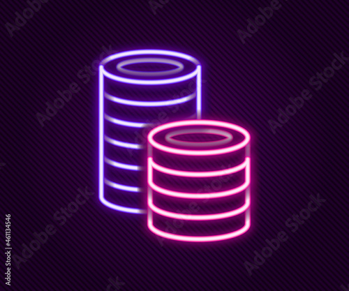Glowing neon line Casino chips icon isolated on black background. Casino gambling. Colorful outline concept. Vector