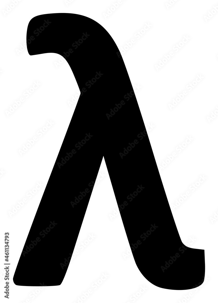 Lambda Greek lowercase symbol icon with flat style. Isolated vector