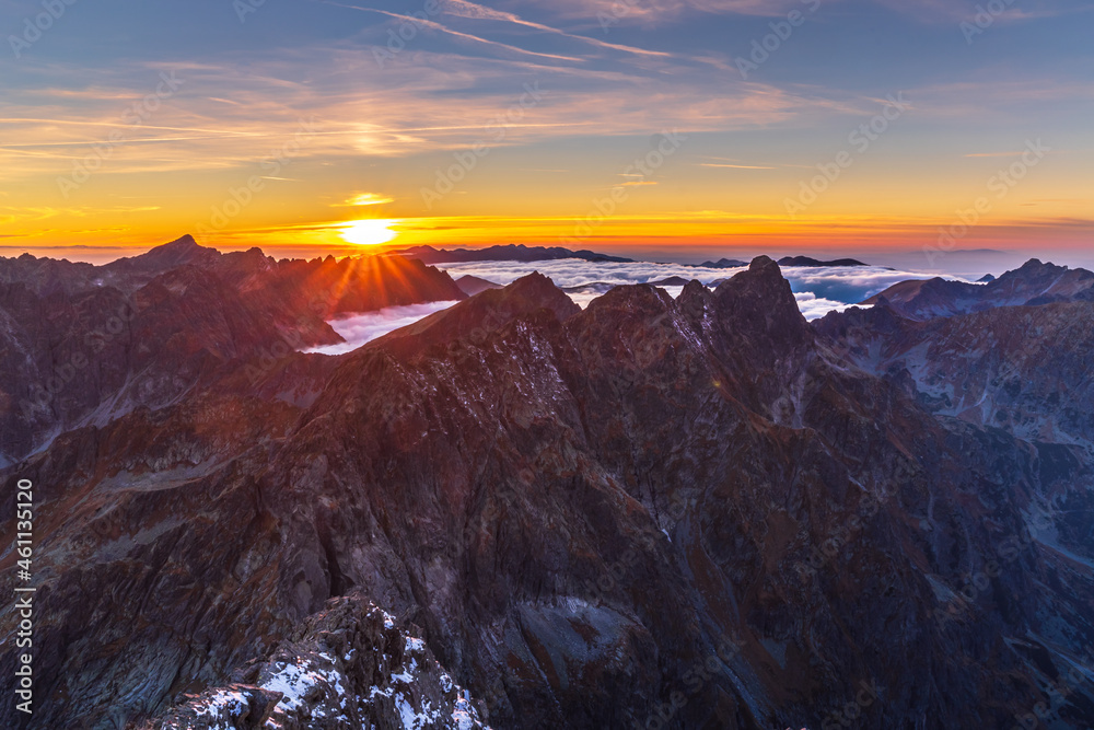 Sunset from Rysy in High Tatras