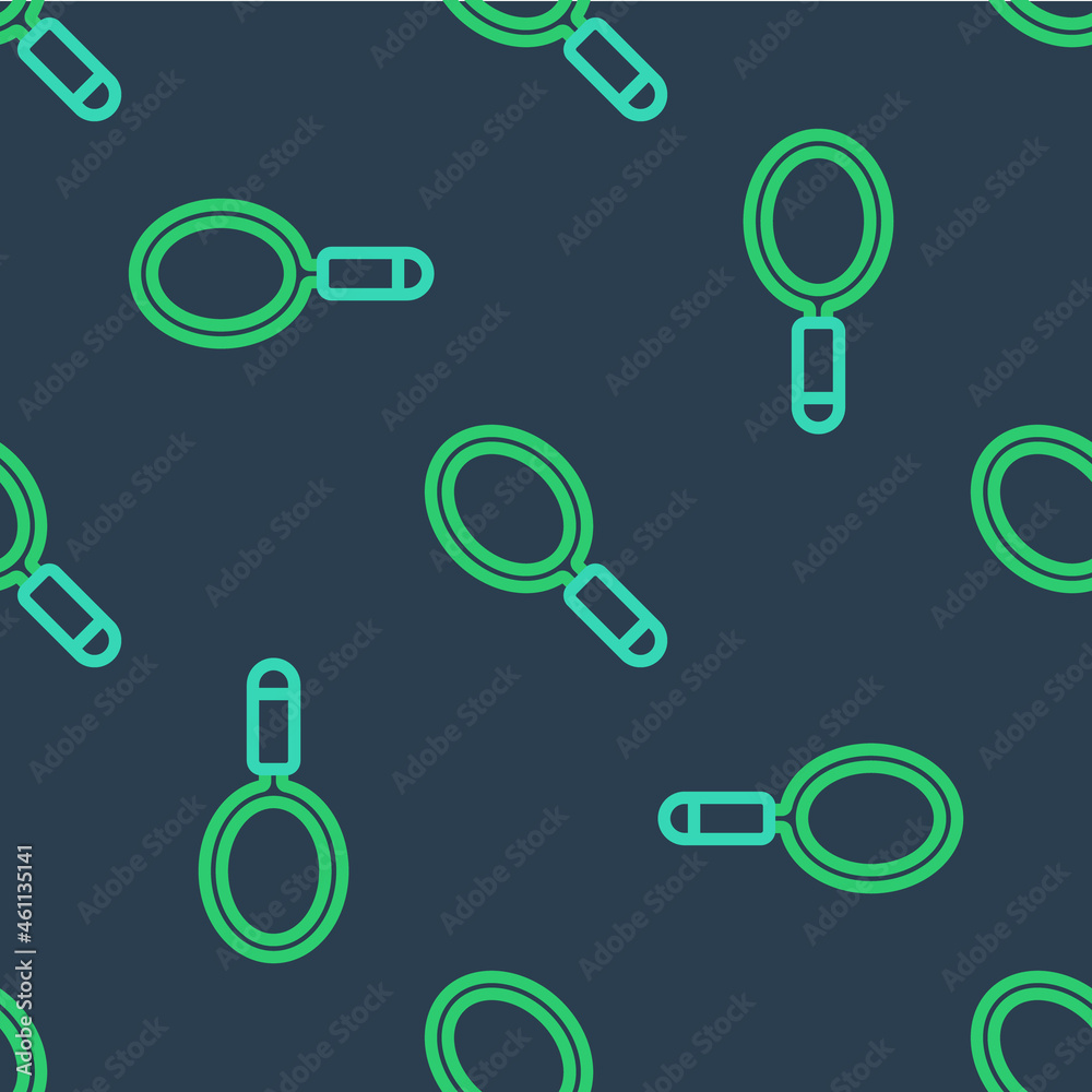 Line Hand mirror icon isolated seamless pattern on blue background. Vector Line Hand mirror icon isolated seamless pattern on blue background. Vector
