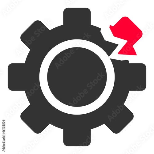 Gear break icon with flat style. Isolated vector gear break icon illustrations, simple style.