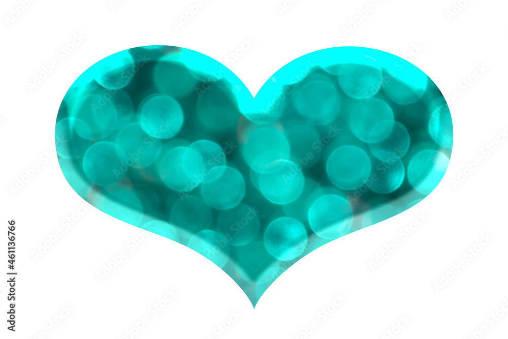 heart-shaped sticker with green bokeh on white background heart-shaped sticker with green bokeh on white background