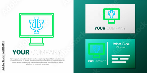 Line Online psychological counseling distance icon isolated on white background. Psychotherapy, psychological help, psychiatrist online consulting. Colorful outline concept. Vector