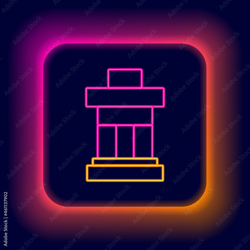 Glowing neon line Inukshuk icon isolated on black background. Colorful outline concept. Vector Glowing neon line Inukshuk icon isolated on black background. Colorful outline concept. Vector