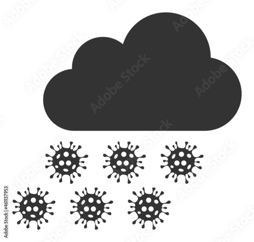 Virus rain cloud icon with flat style. Isolated vector virus rain cloud icon image, simple style.