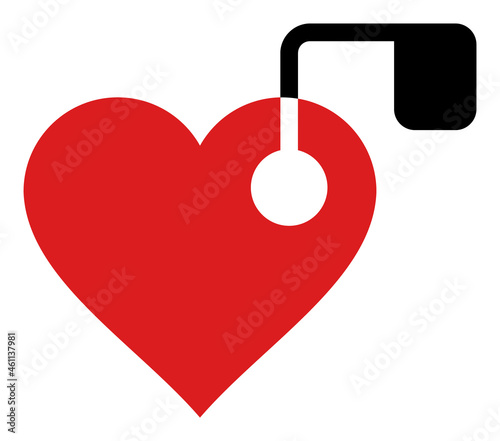 Heart pacemaker icon with flat style. Isolated vector heart pacemaker icon image, simple style.
