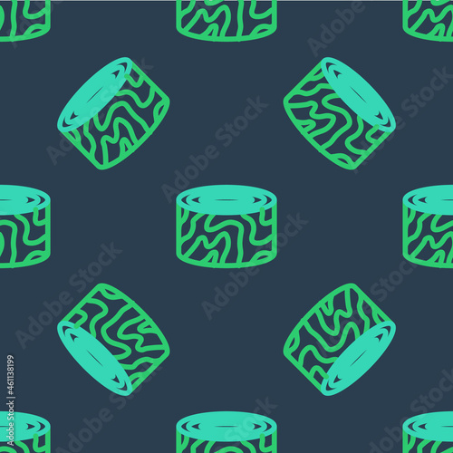 Line Tree stump icon isolated seamless pattern on blue background. Vector